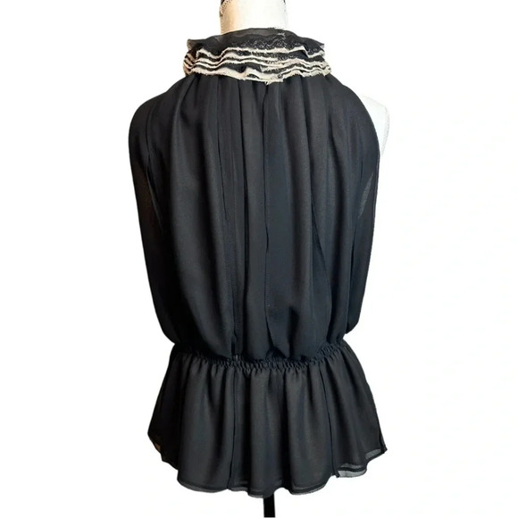 ROBERT Rodriguez Neiman Marcus Target Black Ruffles & Lace Blouse - Picture 5 of 11
